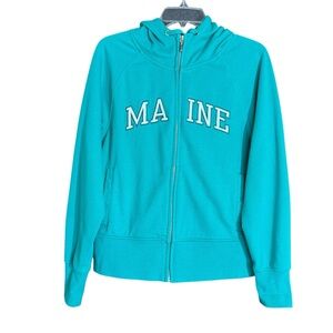 Camp David Teal Maine Spellout Front Zip Sweatshirt Hoodie Womens Size Medium
